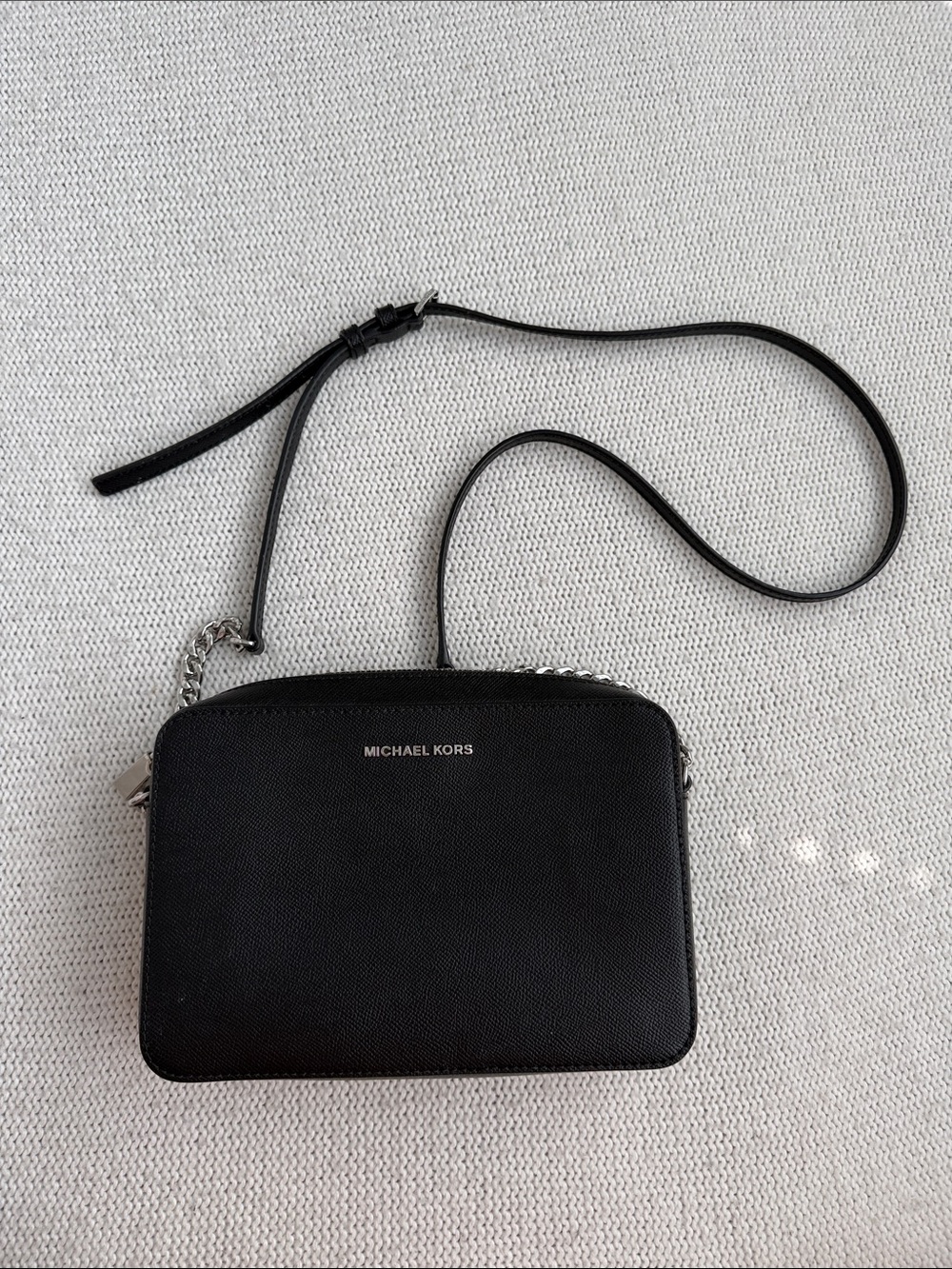 Michael Kors Jet Set Saffiano Leather Crossbody Bag Black